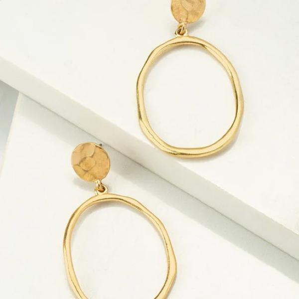 Very Carrot Hammered Hoop Drop Earrings