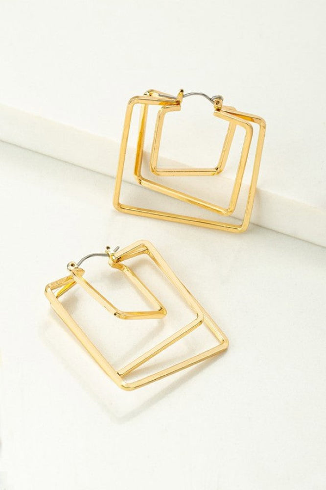 Very Carrot Triple Square Hoop Earrings