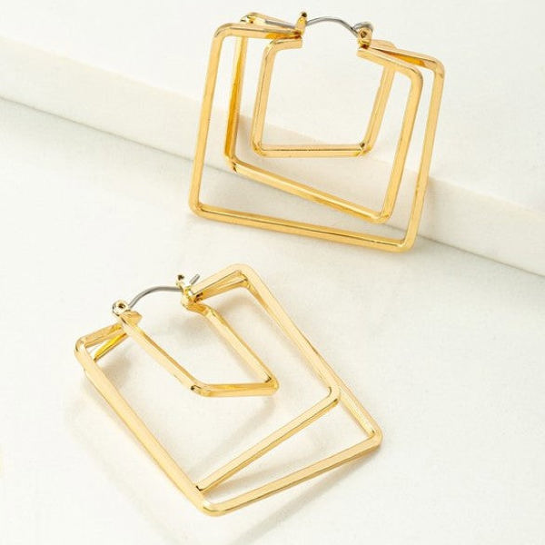 Very Carrot Triple Square Hoop Earrings