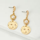  Very Carrot Pearl and Hammered Disk Drop Earrings