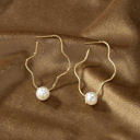  Very Carrot Organic Shape Hoop Earrings w/Pearl Drop