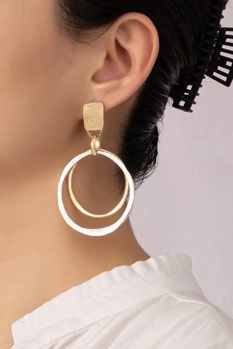 Very Carrot Hammered Hoop Two Tones Earrings