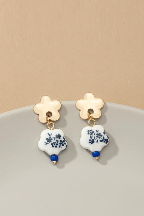 Very Carrot Ceramic Flower Drop Earrings