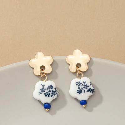 Very Carrot Ceramic Flower Drop Earrings