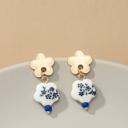  Very Carrot Ceramic Flower Drop Earrings