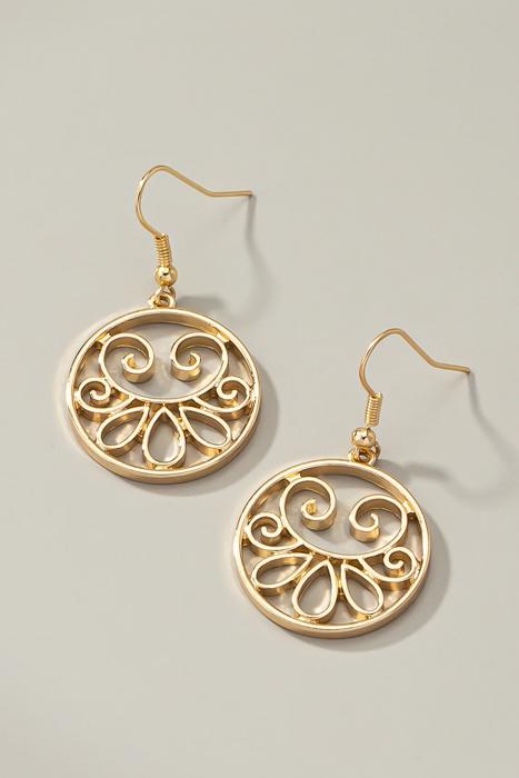 Very Carrot Openwork dangling circle drop earrings