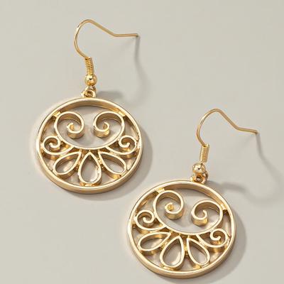 Very Carrot Openwork dangling circle drop earrings