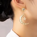  Very Carrot Etched Casting Crescent and Star Earrings