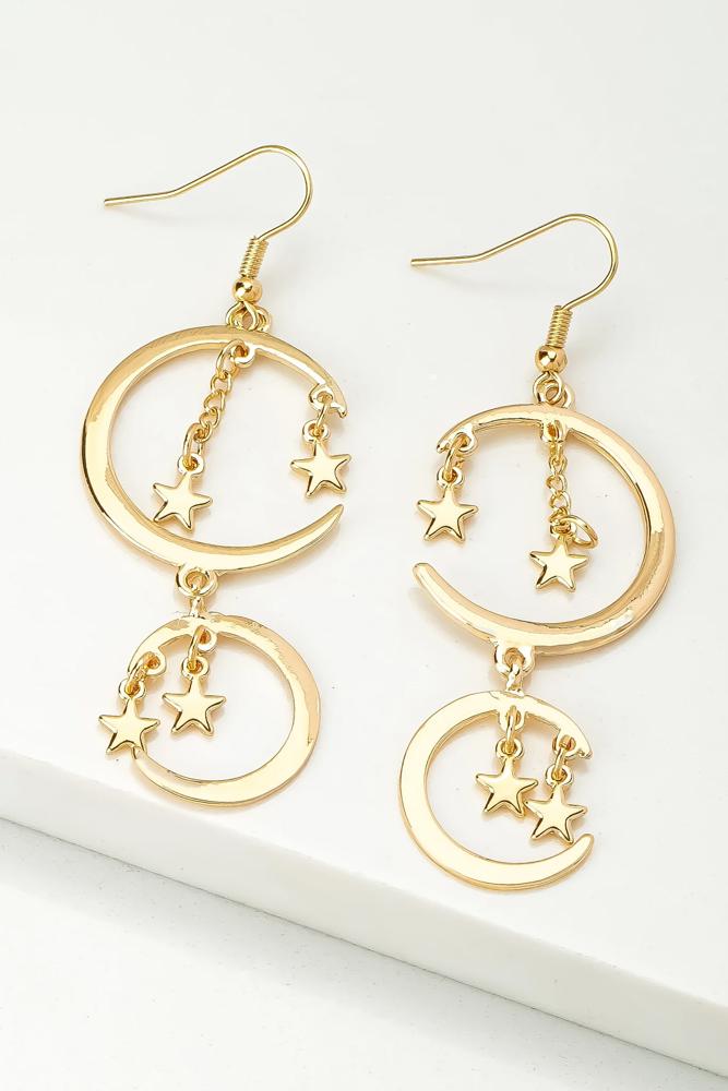 Very Carrot Gold Moons and Darling Stars Drop Earrings