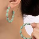  Very Carrot Mint Spindle Shape Wood Beaded Hoop Earrings