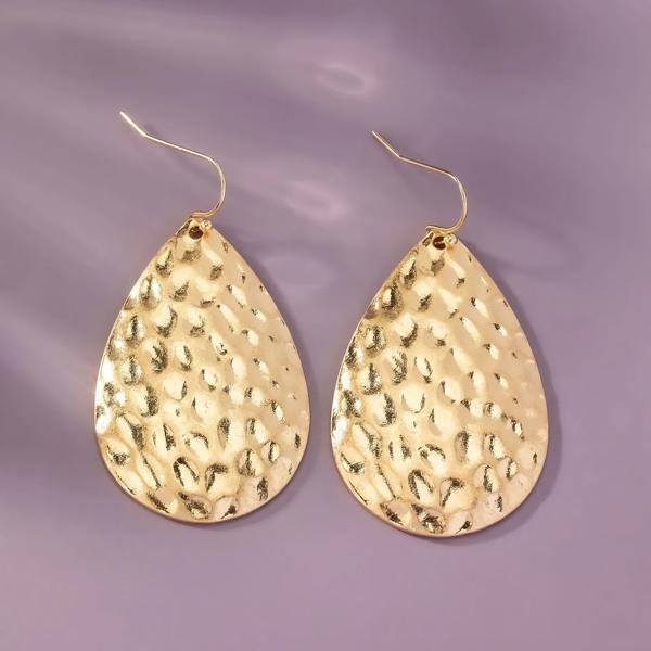 Very Carrot Gold Hammered Teardrop Metal Earrings