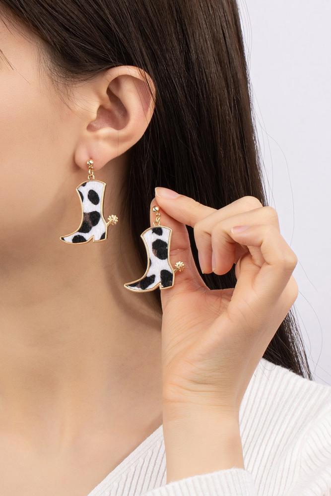 Very Carrot Cow Cowboy Boot Earrings