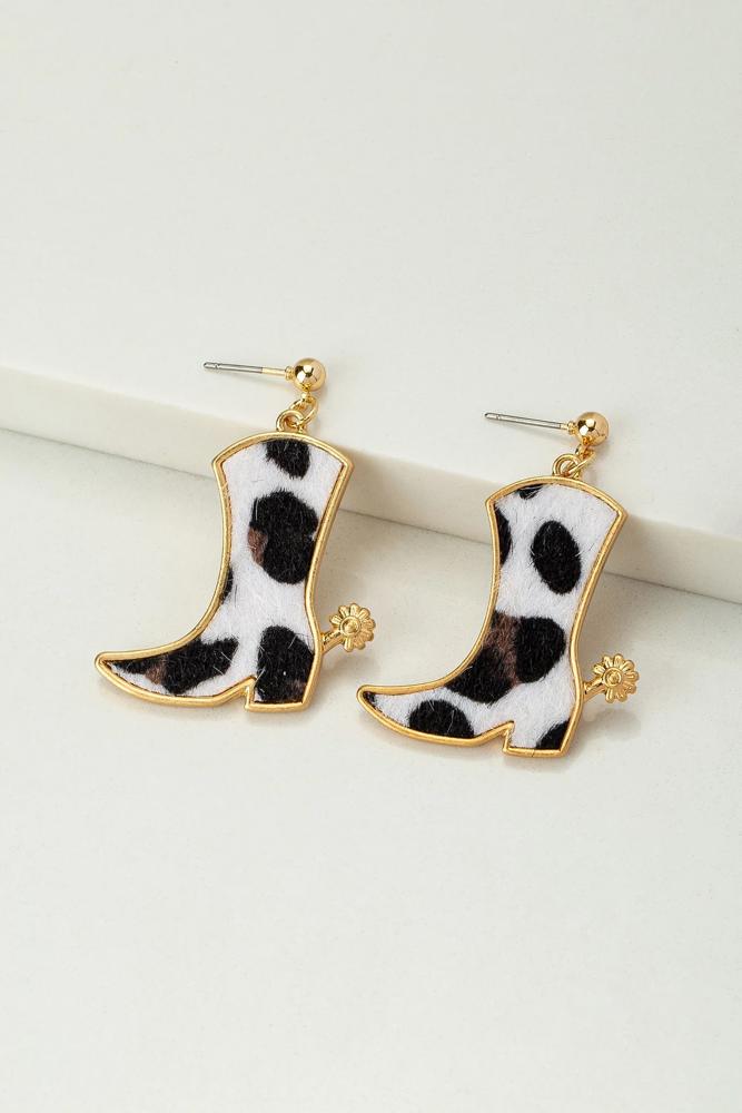 Very Carrot Cow Cowboy Boot Earrings