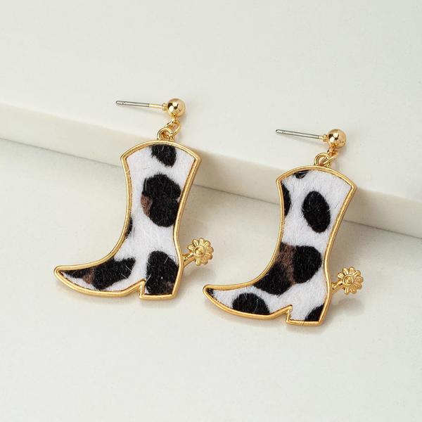 Very Carrot Cow Cowboy Boot Earrings