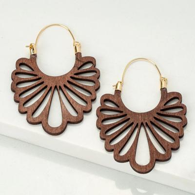 Very Carrot Brown Cutout Wood Drop Earrings