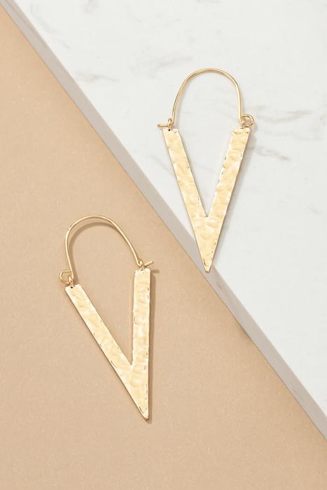 Very Carrot Gold Hammered V-drop Earrings