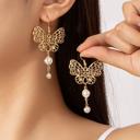  Very Carrot Filigree butterfly with pearl drop earrings