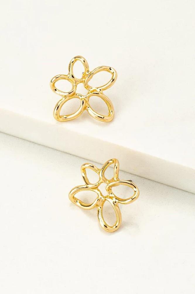 Very Carrot Openwork flower stud earrings