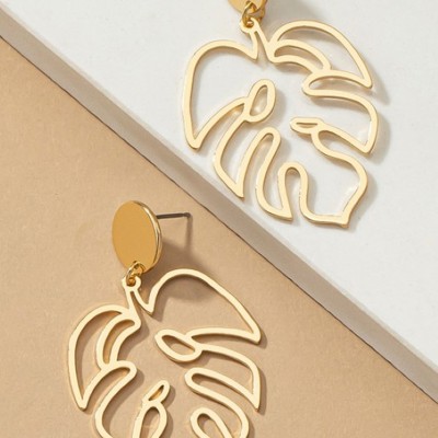 Very Carrot Openwork Monstera Drop Earrings