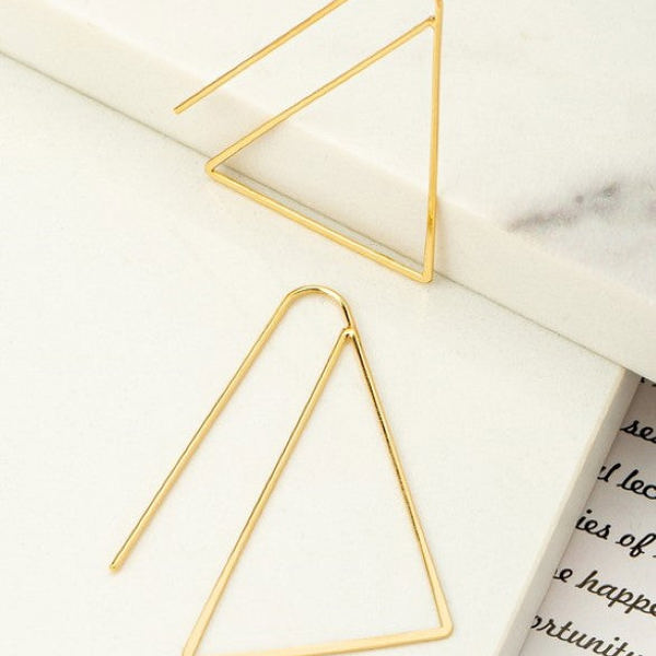 Very Carrot Brass triangle hoop earrings