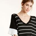  SALE!  Last Piece - Size S - only - Love Kuza Black and White Waffle Knit Contrast Top