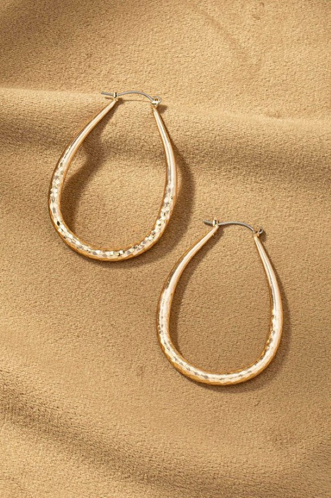 Very Carrot Textured brass teardrop earrings