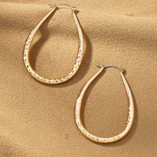 Very Carrot Textured brass teardrop earrings