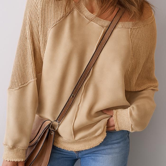 Love Kuza Laidback Contrast Waffle Knit Top