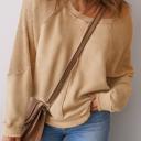 Beige Small Love Kuza Laidback Contrast Waffle Knit Top