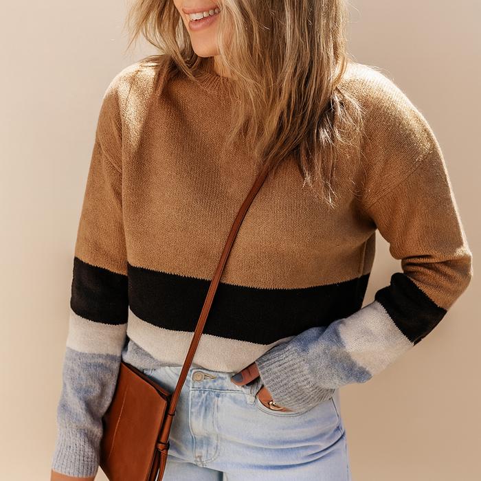 Love Kuza - Cozy Contrast Stripes Sweater