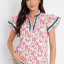  - Pink Cosmos Ruffle Blouse