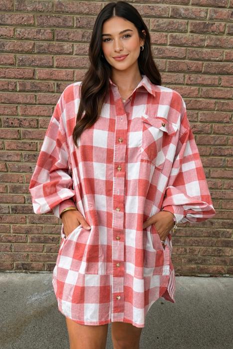 - Sunset Gingham Overshirt Dress