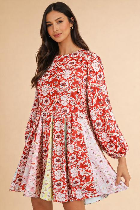  - Crimson Crane Garden Mini Dress