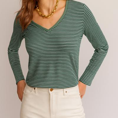 Love Kuza - Forestline V-Neck Stripe Top