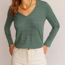  Love Kuza - Forestline V-Neck Stripe Top