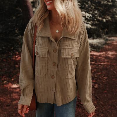 Love Kuza - Mocha Maze Textured Button Shacket