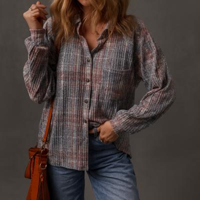 Love Kuza - Autumn Haze Textured Plaid Shirt