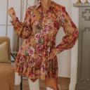  Love Kuza - Autumn Bloom Tiered Shirt Dress