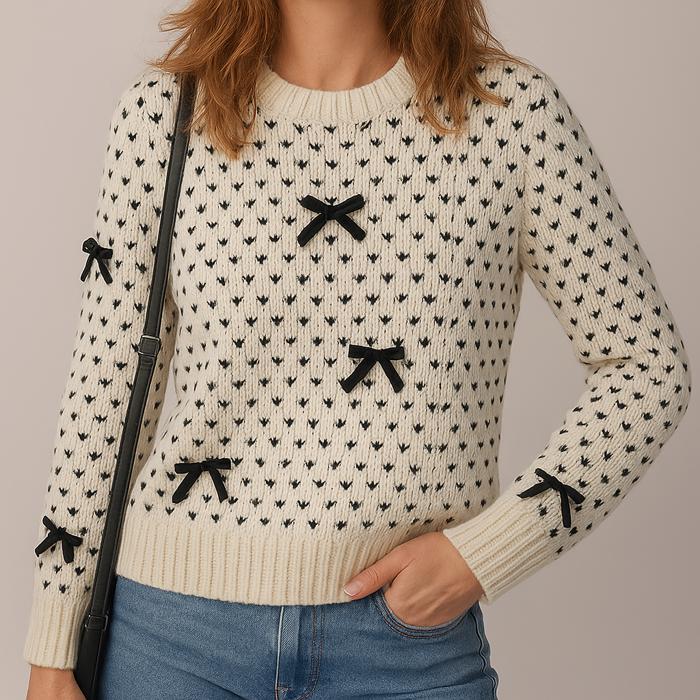 Love Kuza - Sweet Bow Symphony Knit Sweater