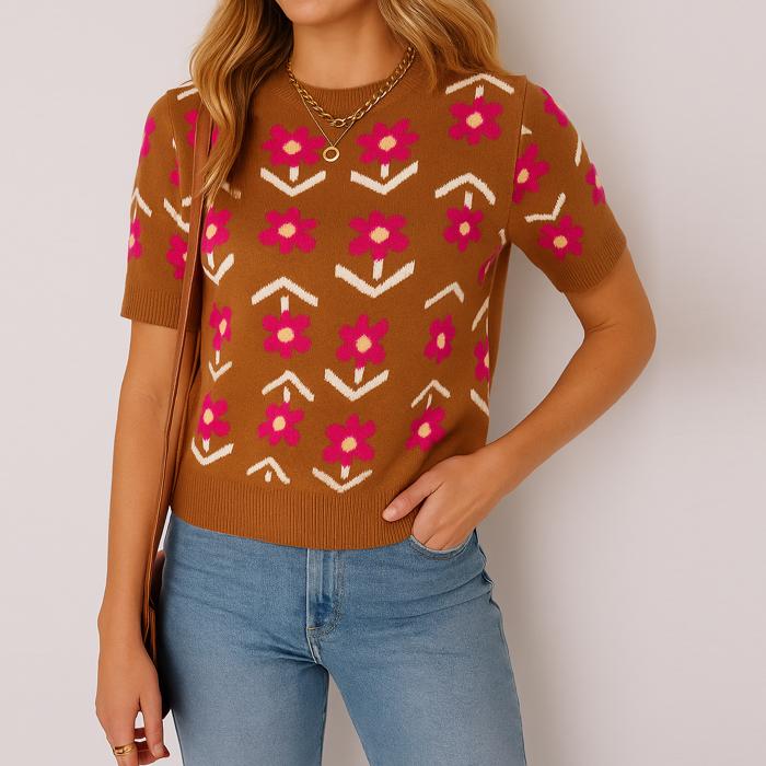 Love Kuza - Retro Bloom Knit Top