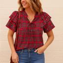  Love Kuza - Festive Pearl Tartan Blouse
