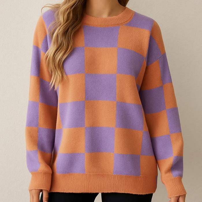 Love Kuza - Sunset Pop Checker Sweater