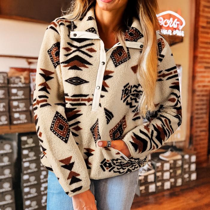 Love Kuza - Southwest Cozy Sherpa Pullover