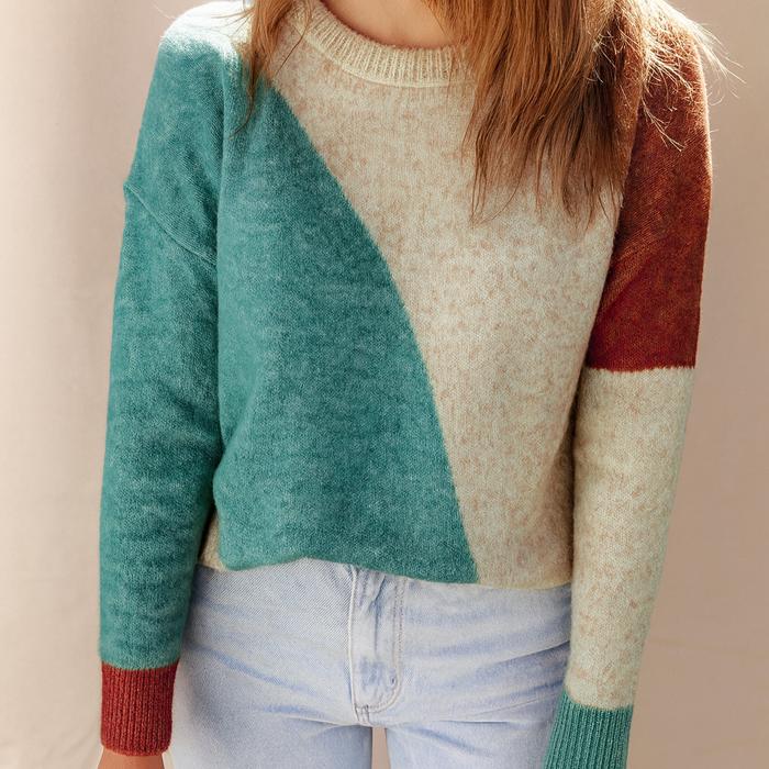 Love Kuza - Colorblock Horizon Knit Sweater