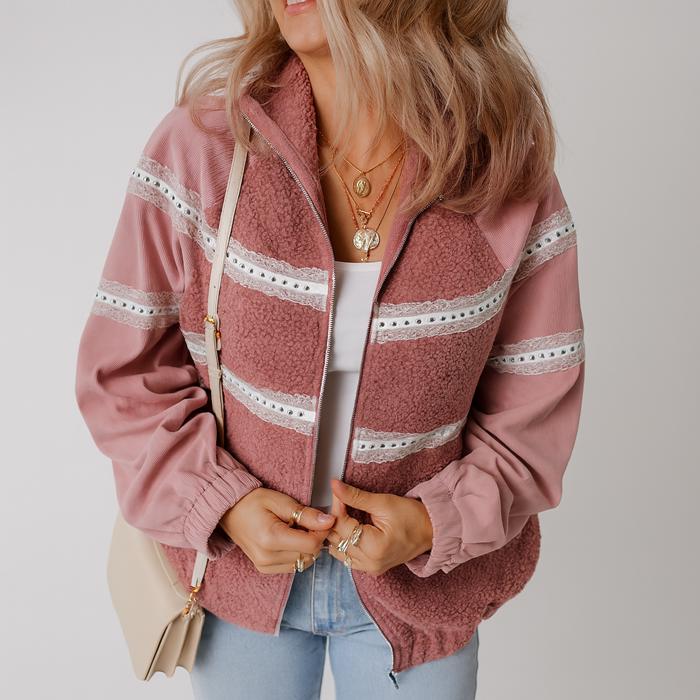 Love Kuza - Rosewood Lace Sherpa Jacket