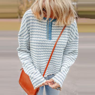 Love Kuza - Coastal Stripes Henley Sweater