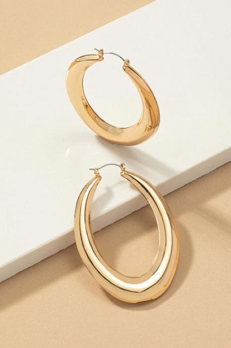 Very Carrot Large puffy hollow oval hoop earrings