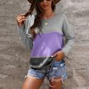 Purple Large SALE! - Size L - only - Love Kuza Colorblock Long Sleeve Sweater