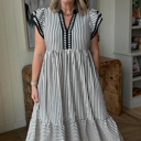  <.>- Breton Ruffle Breeze Midi Dress