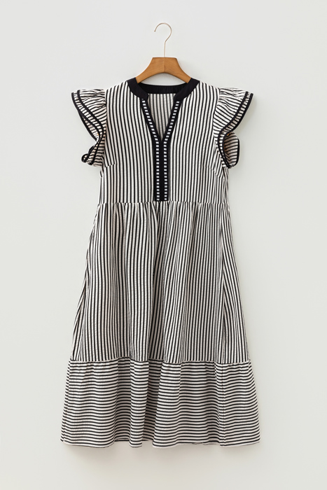 <.>- Breton Ruffle Breeze Midi Dress
